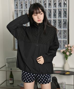 DOT NYLON HALF ZIP UP (BLACK)