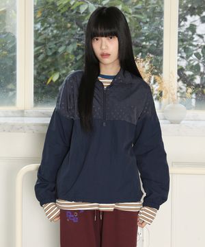 DOT NYLON HALF ZIP UP (NAVY)