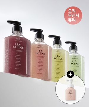 스크럽 바디워시 4가지 향 세트 구성(가든 로즈/핑크 피오니/미모사/자스민) + 핸드워시 추가증정(향랜덤)