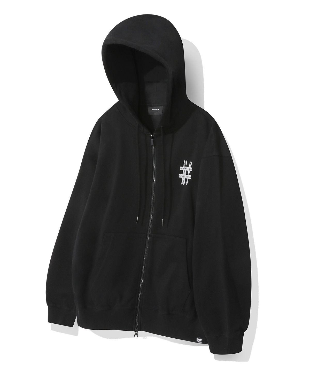 빈트릴(BEENTRILL) 롤러 페인팅 해시태그 후드 집업(블랙)