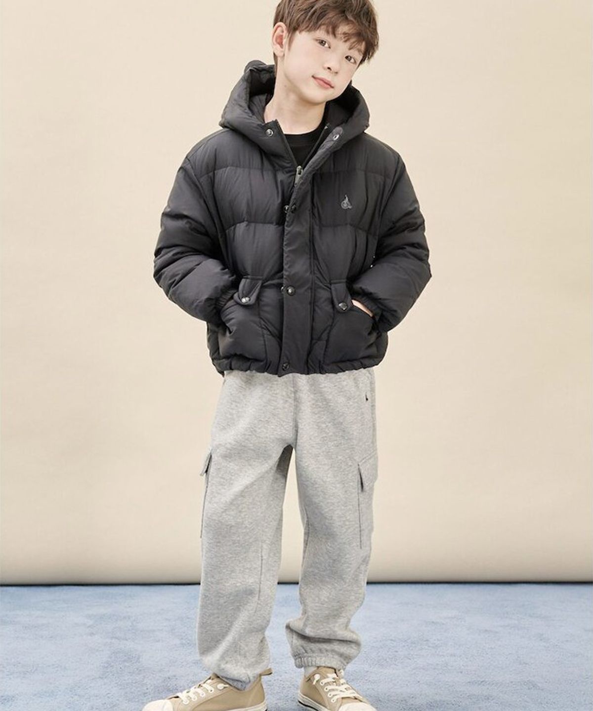 빈폴 키즈(BEANPOLE KIDS) 면기모 스웨트 팬츠  그레이 (BI5X21U023)