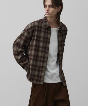 페일드 체크 크롭 셔츠 [브라운]