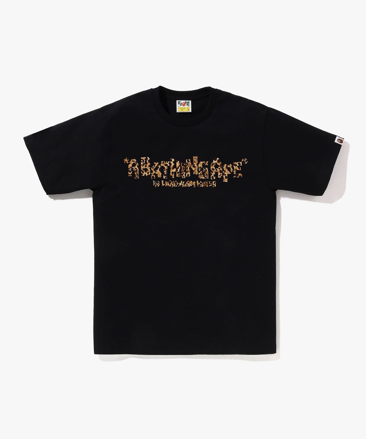베이프(BAPE) 와일드 레오파드 패턴 프리미티브 로고 티셔츠(M) BLACK