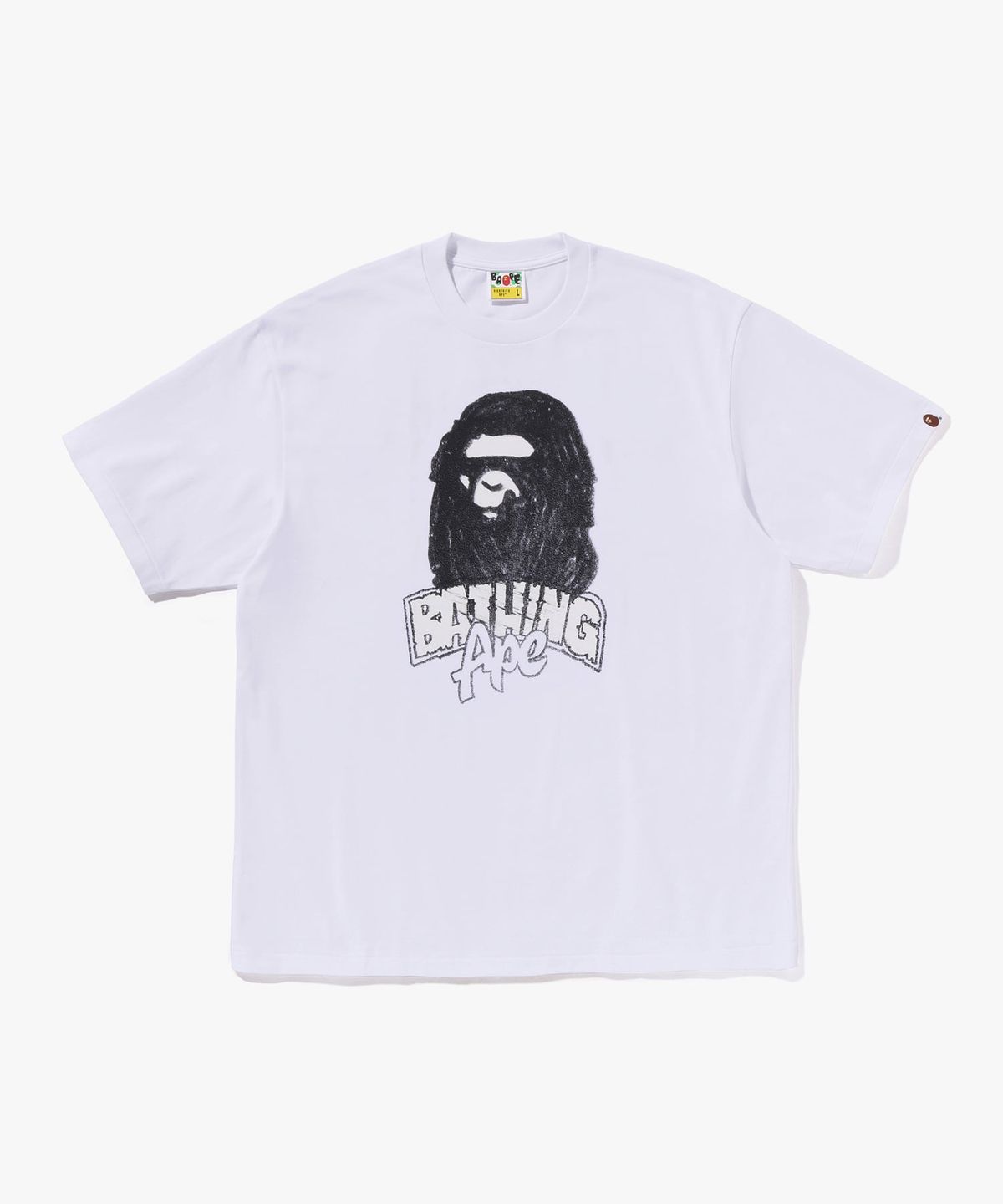 베이프(BAPE) 핸드 드로운 에이프 헤드 릴렉스드 핏 티셔츠(M) WHITE