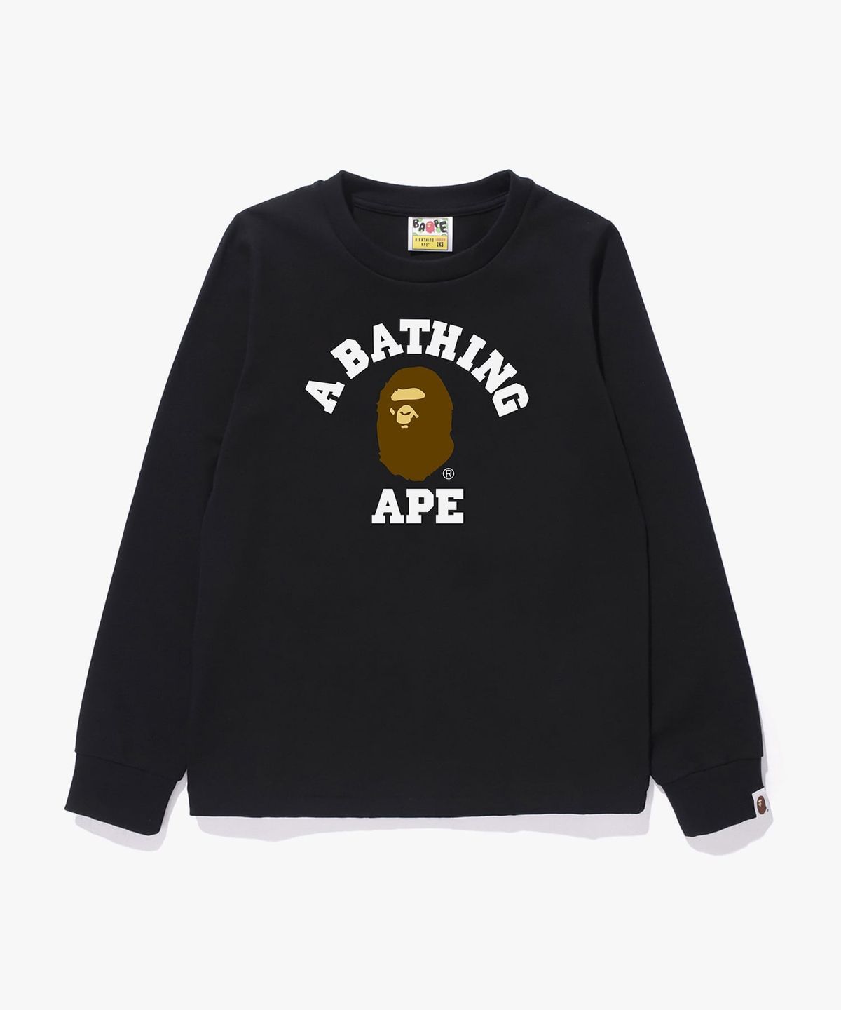 베이프(BAPE) 콜리지 롱슬리브 티셔츠(W) BLACK