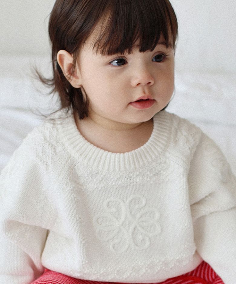 [KIDS]스노우 로고 니트 화이트