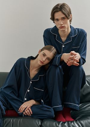 [2PACK] 블랑 네이비 커플 파자마 잠옷 세트