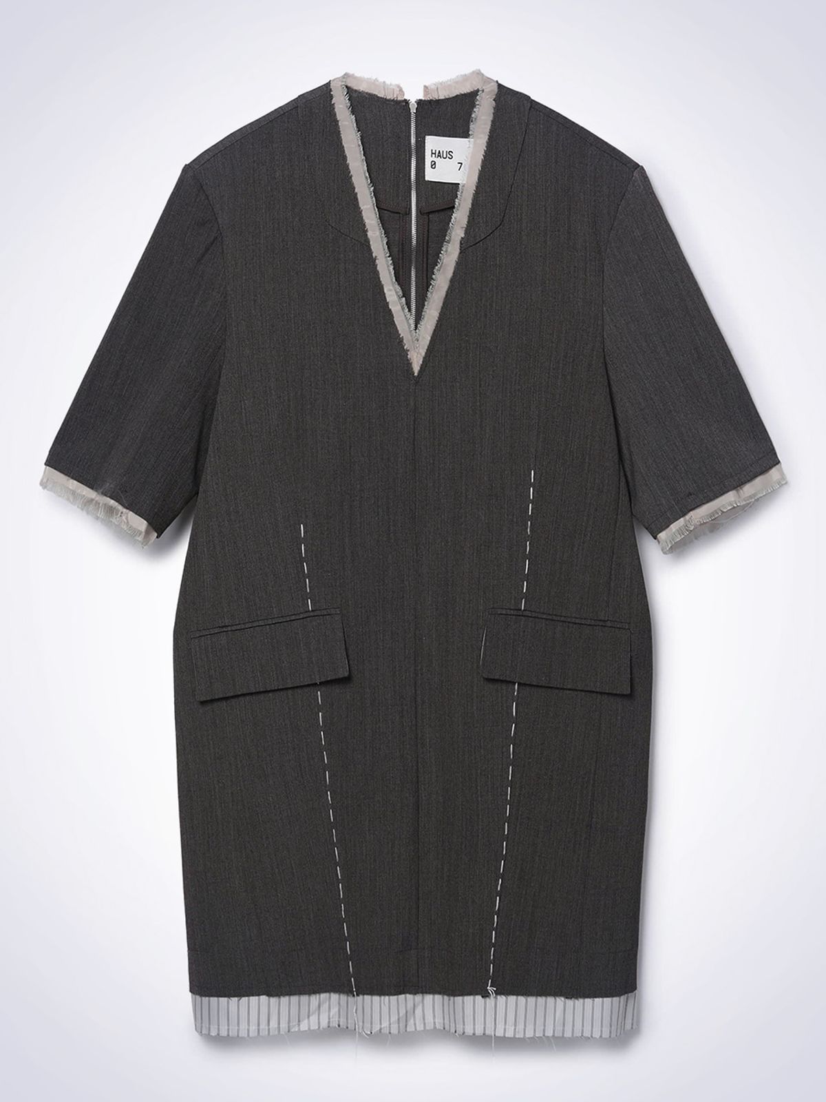하우스공칠이씨(HAUS072C) WOOL MIX V NECK ONE-PIECE BROWN