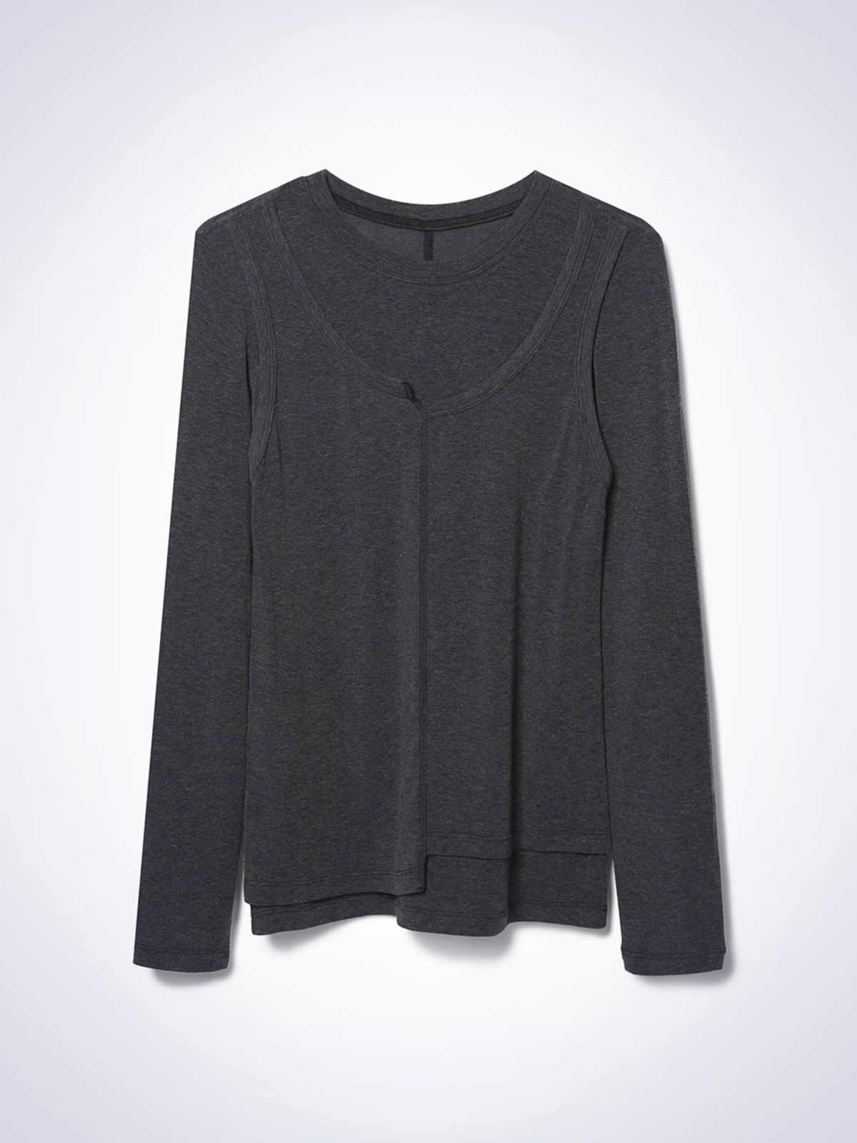 하우스공칠이씨(HAUS072C) SHEER LAYERED T-SHIRT DARK GREY