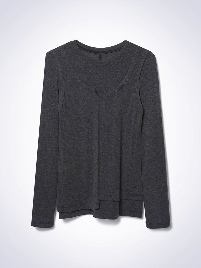 SHEER LAYERED T-SHIRT DARK GREY