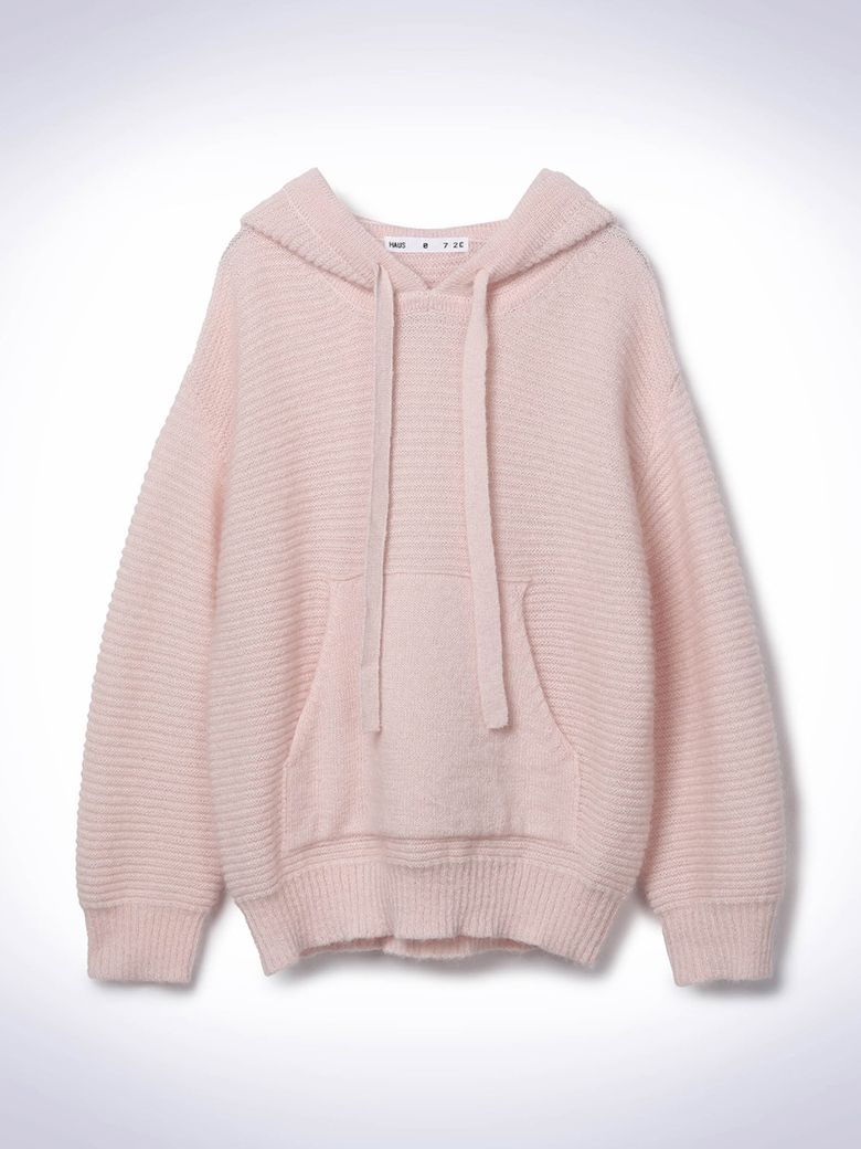 KID MOHAIR HOOD KNIT PINK