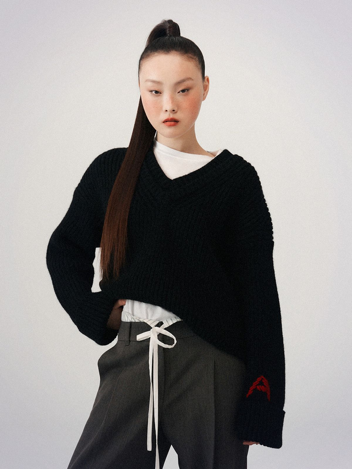 하우스공칠이씨(HAUS072C) BELLE ROLL-UP KNIT BLACK