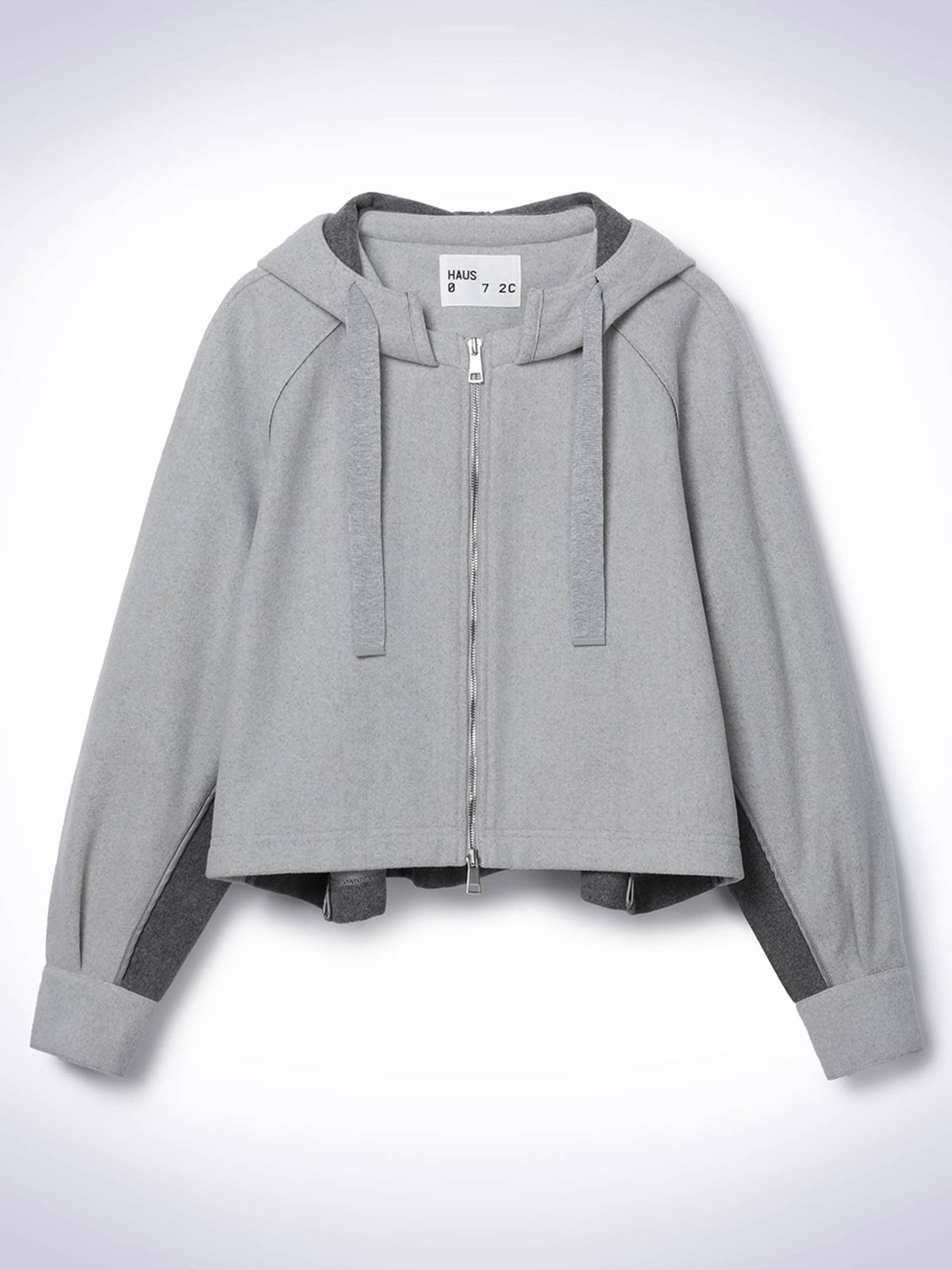 하우스공칠이씨(HAUS072C) TWO-TONE CROP JACKET LIGHT GREY