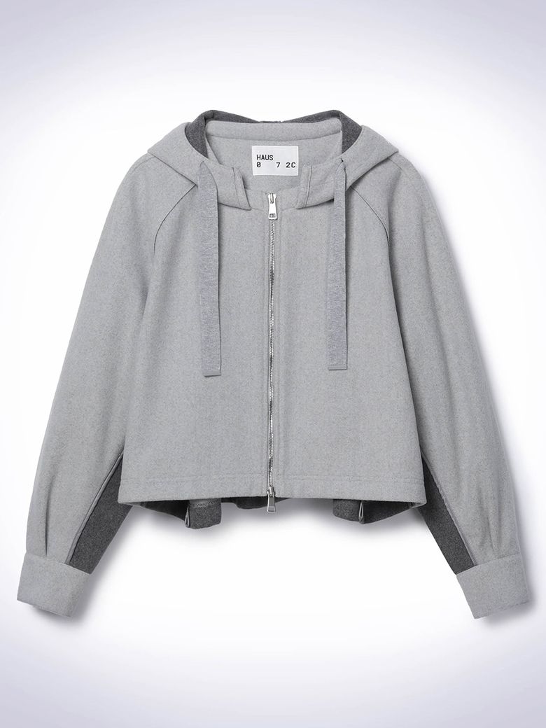 TWO-TONE CROP JACKET LIGHT GREY