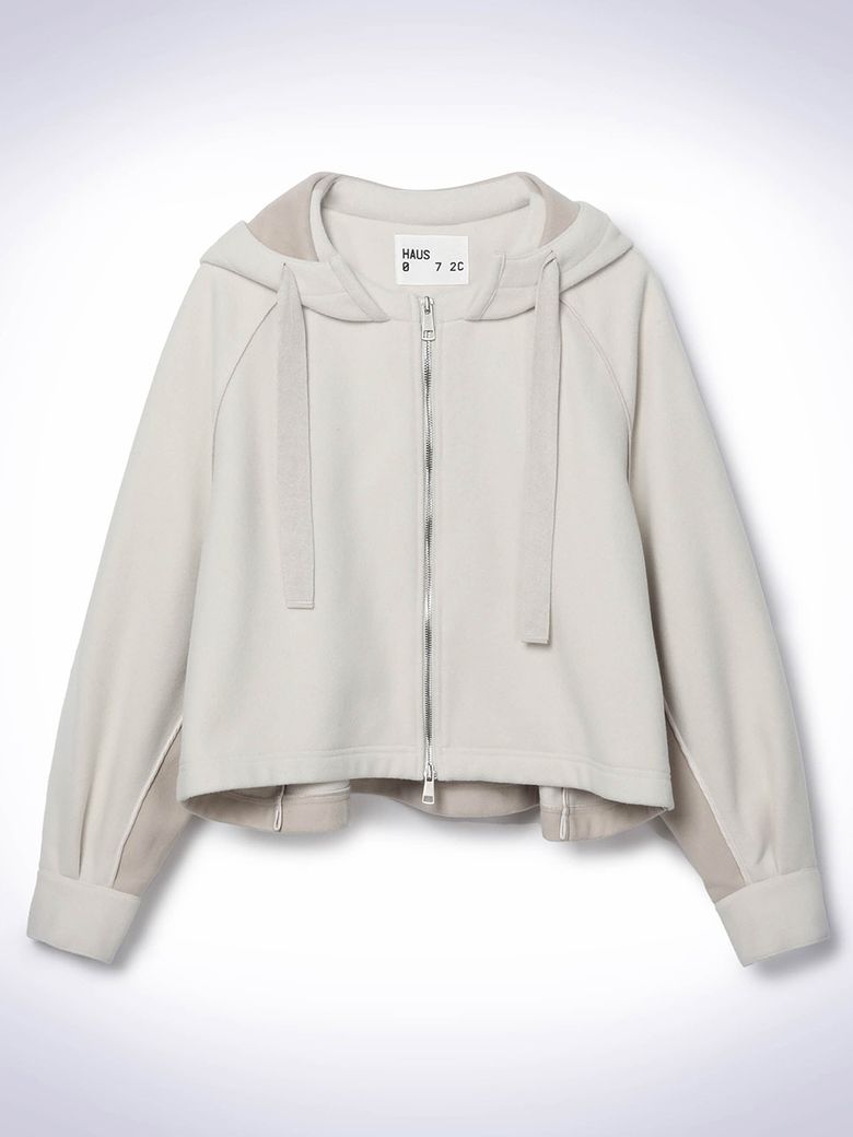 TWO-TONE CROP JACKET LIGHT BEIGE