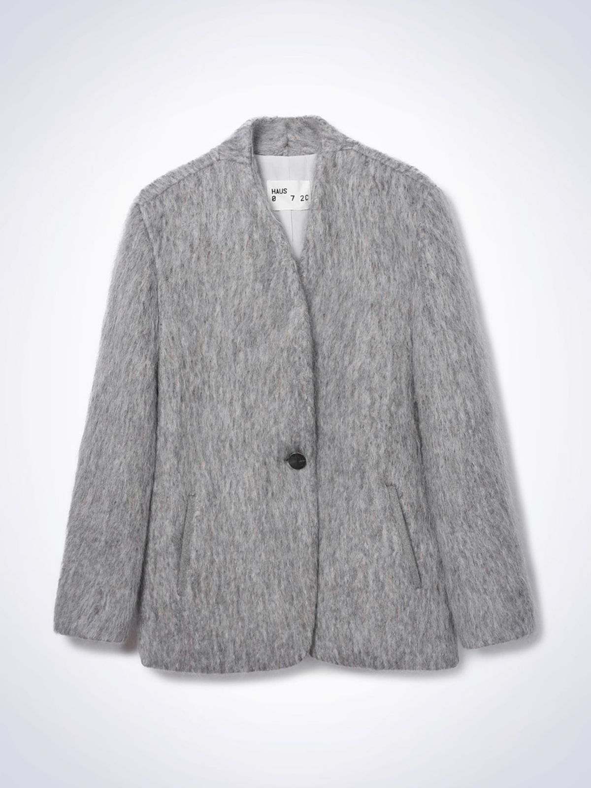 하우스공칠이씨(HAUS072C) BUBBLE NO-COLLAR JACKET BLUE GREY
