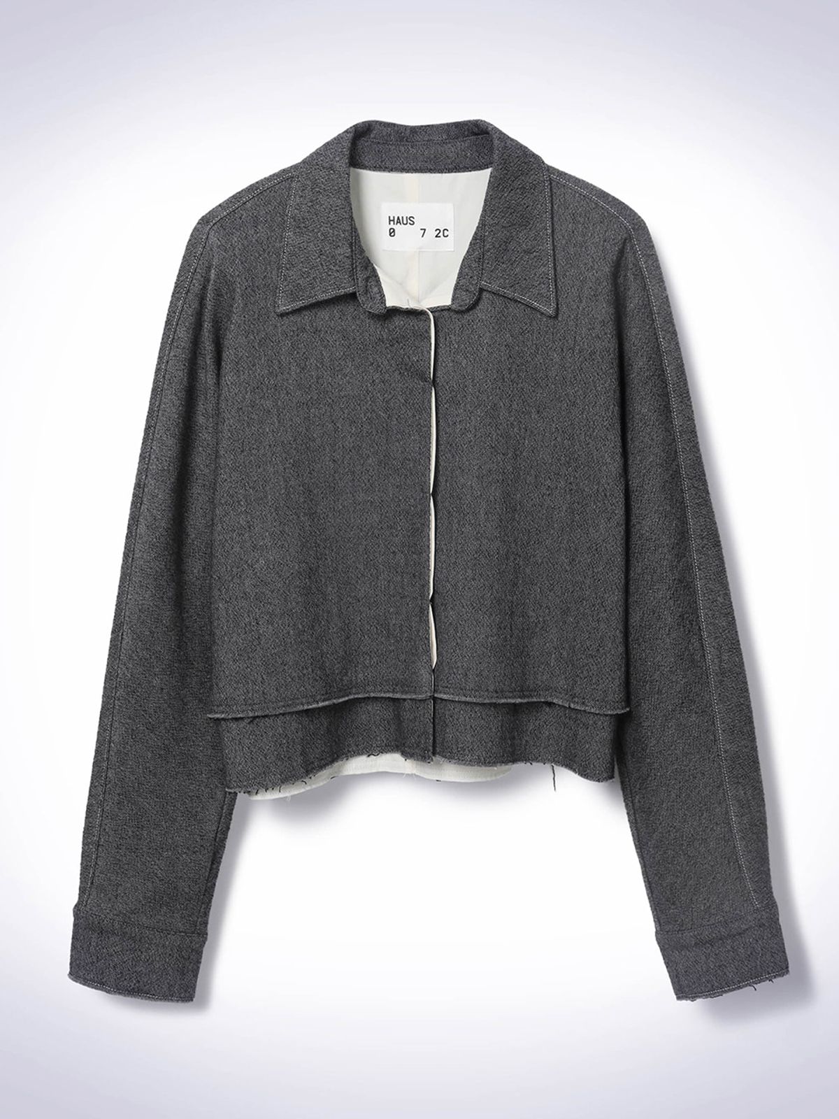 하우스공칠이씨(HAUS072C) COTTON WOOL CROP JACKET DARK GREY