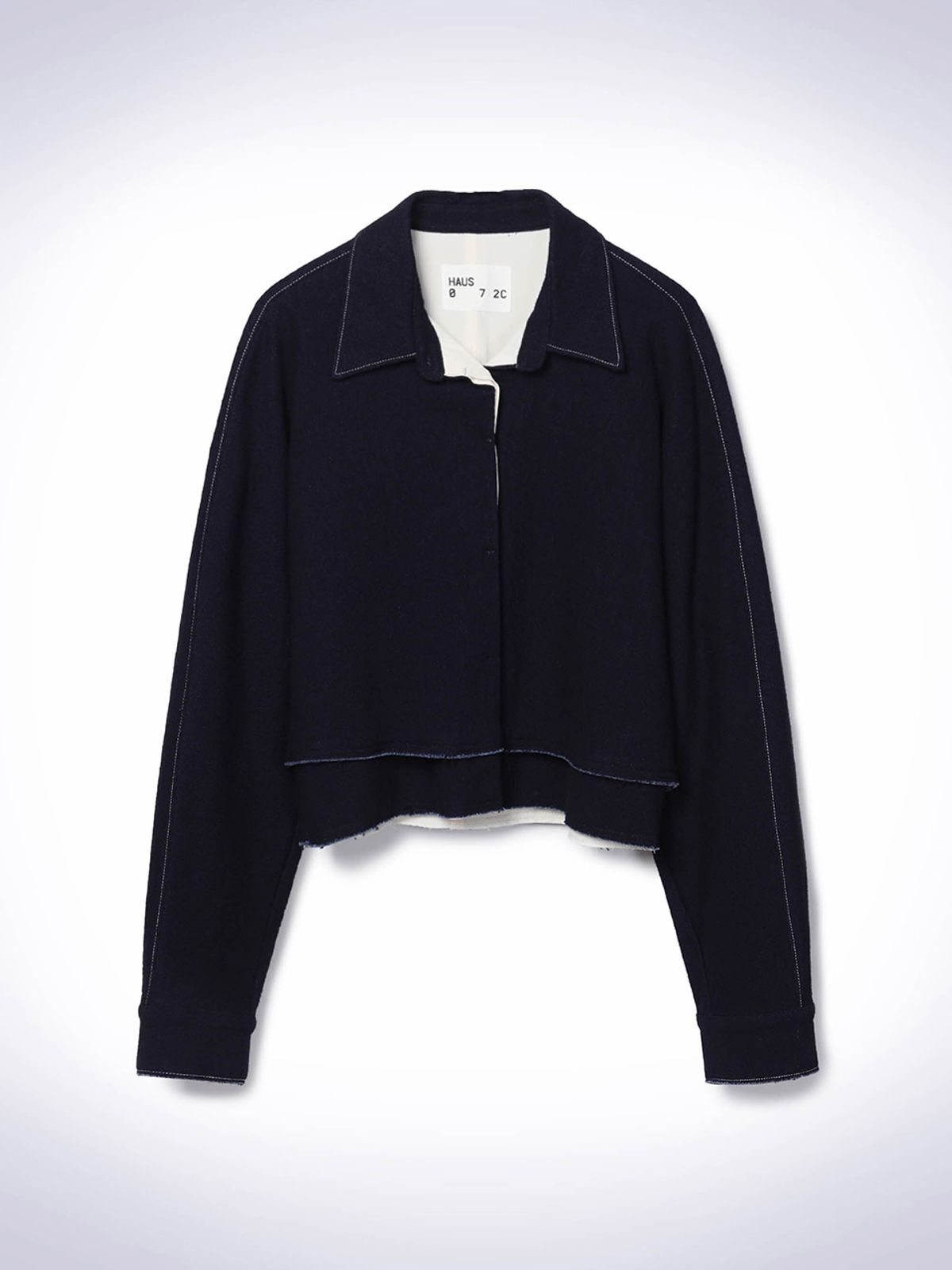 하우스공칠이씨(HAUS072C) COTTON WOOL CROP JACKET DARK BLUE