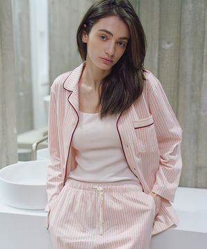 [2PACK] 선셋 퍼즈 면 커플 파자마 잠옷 세트