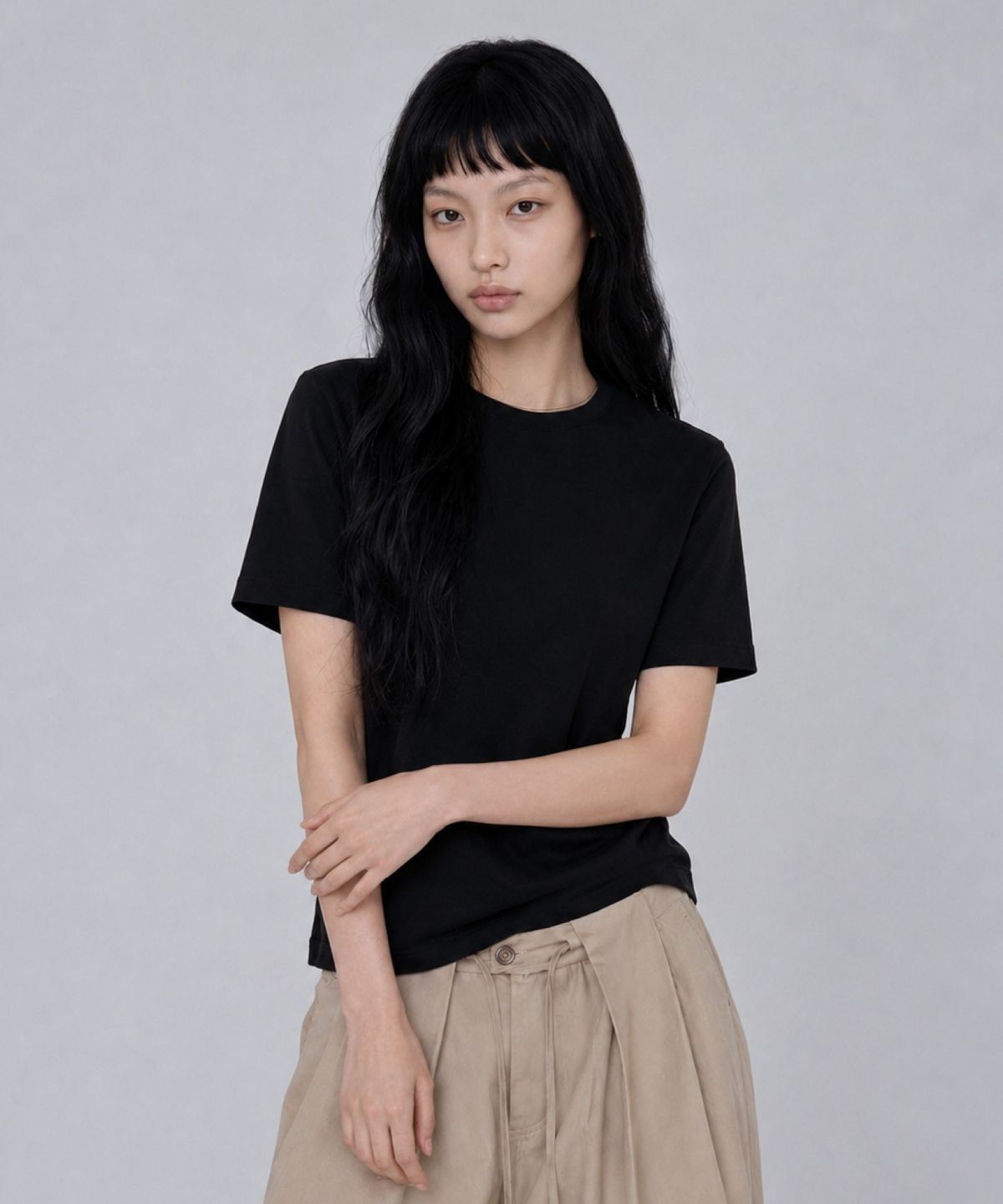 메르고(MERGO) 우먼 릴렉스드 쿨 티셔츠 [블랙]