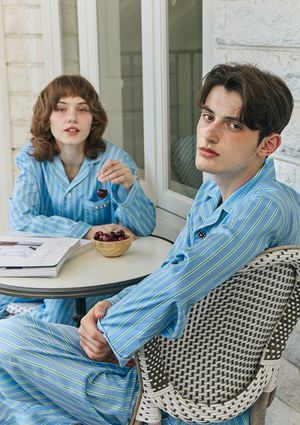 [2PACK] 블루엣 로제 면 커플 파자마 잠옷 세트