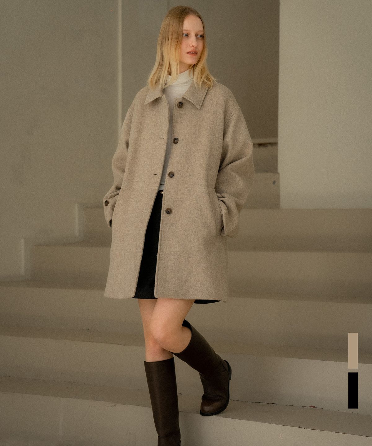 노운베러(KNOWNBETTER) Wool blend half coat [KNFW04CT01]_[2color]