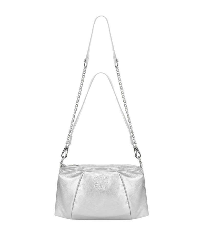 NICOLE SQUARE SHOULDER MINI CHAIN BAG_SILVER