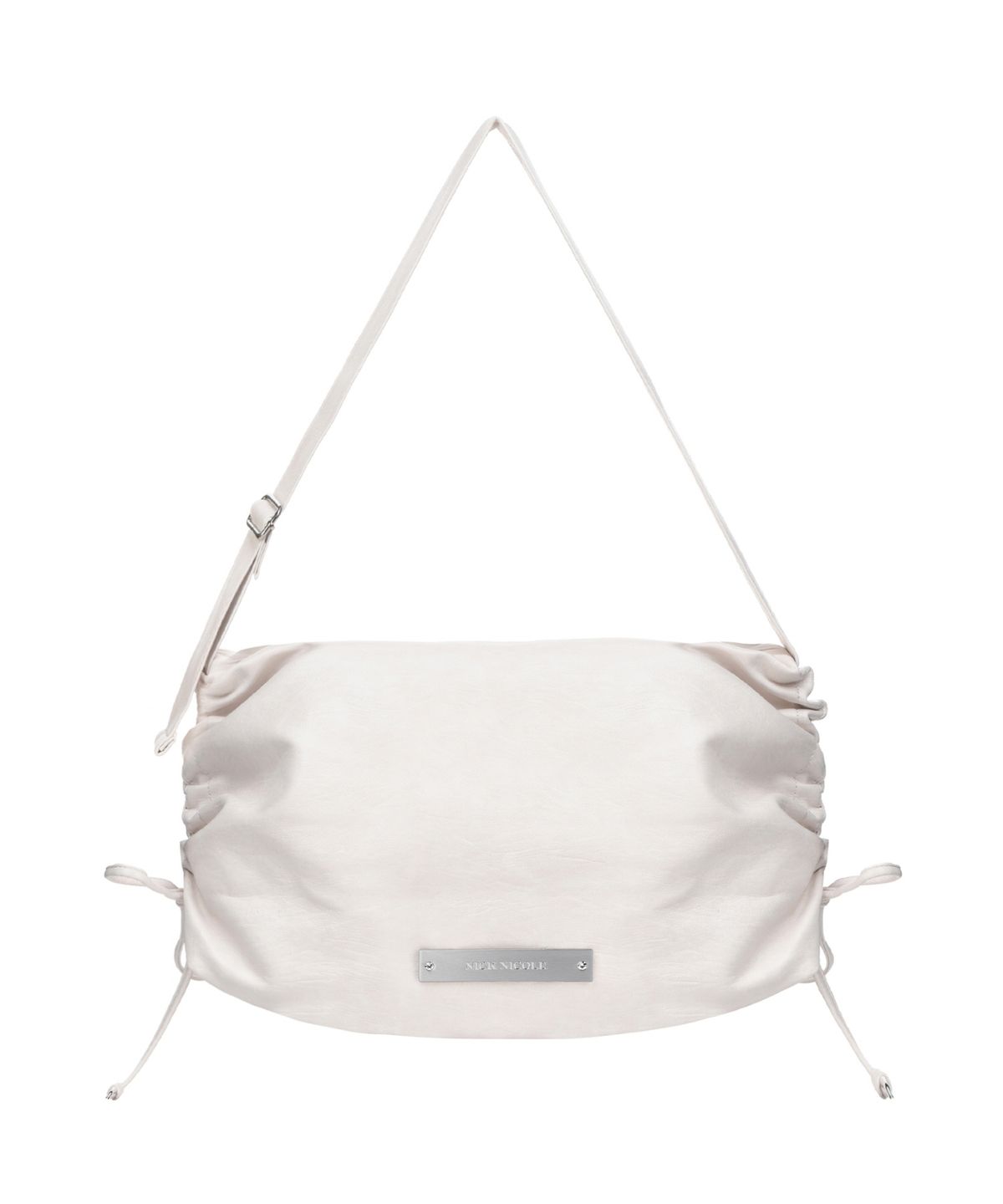 닉앤니콜(NICK&NICOLE) CRYSTAL SHIRRING SQUARE SHOULDER BAG_IVORY