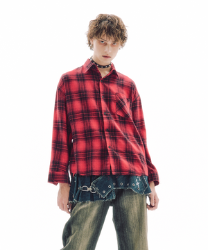 섀터드 체크 셔츠