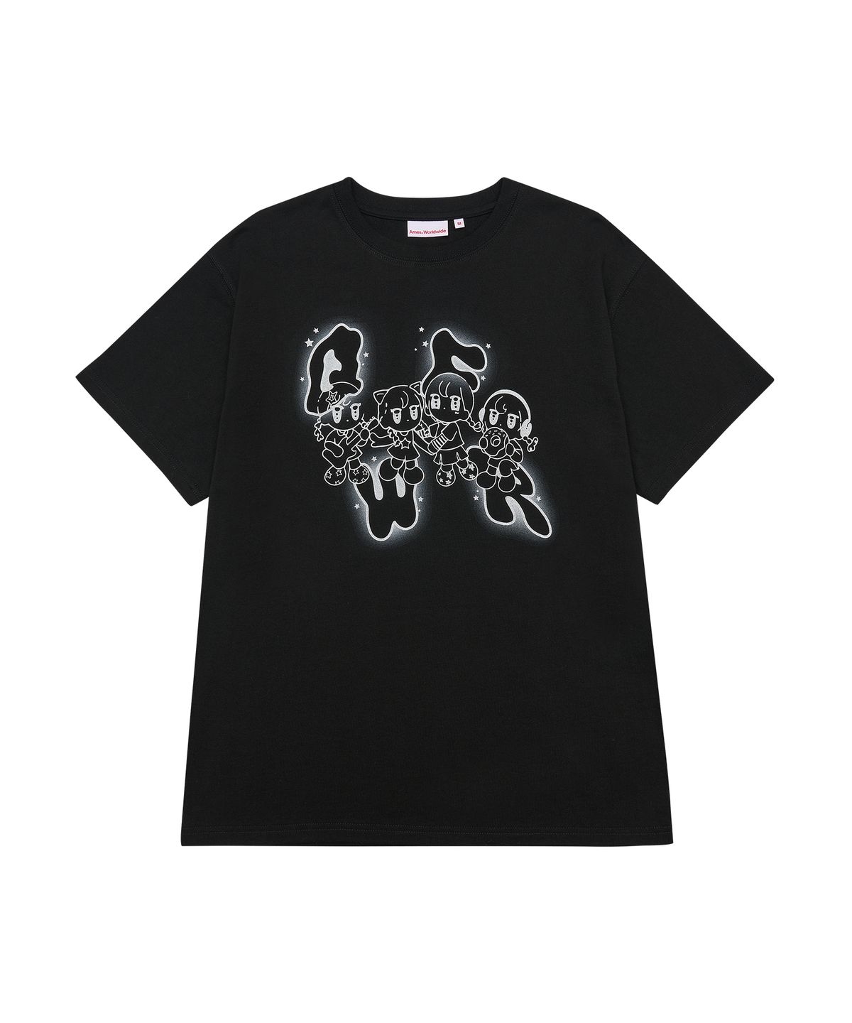 아메스 월드와이드(AMES-WORLDWIDE) QWER CHARACTER TEE BLACK