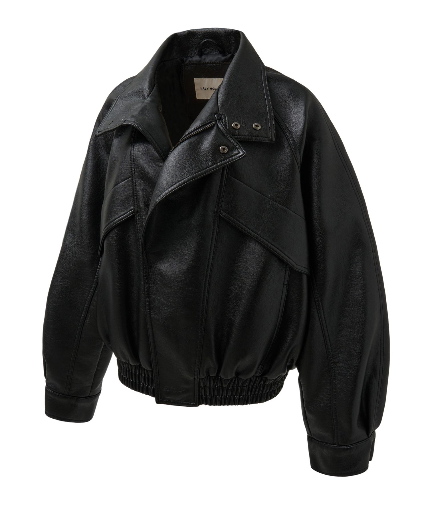 MUSINSA公式 | LADY VOLUME 9213 Washed Leather Jacket (BLACK)