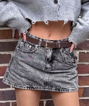 레더 100 브라운 클래식 스퀘어 벨트 (SILVER)