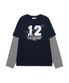QWER NUMBERING LAYERED LS TEE NAVY