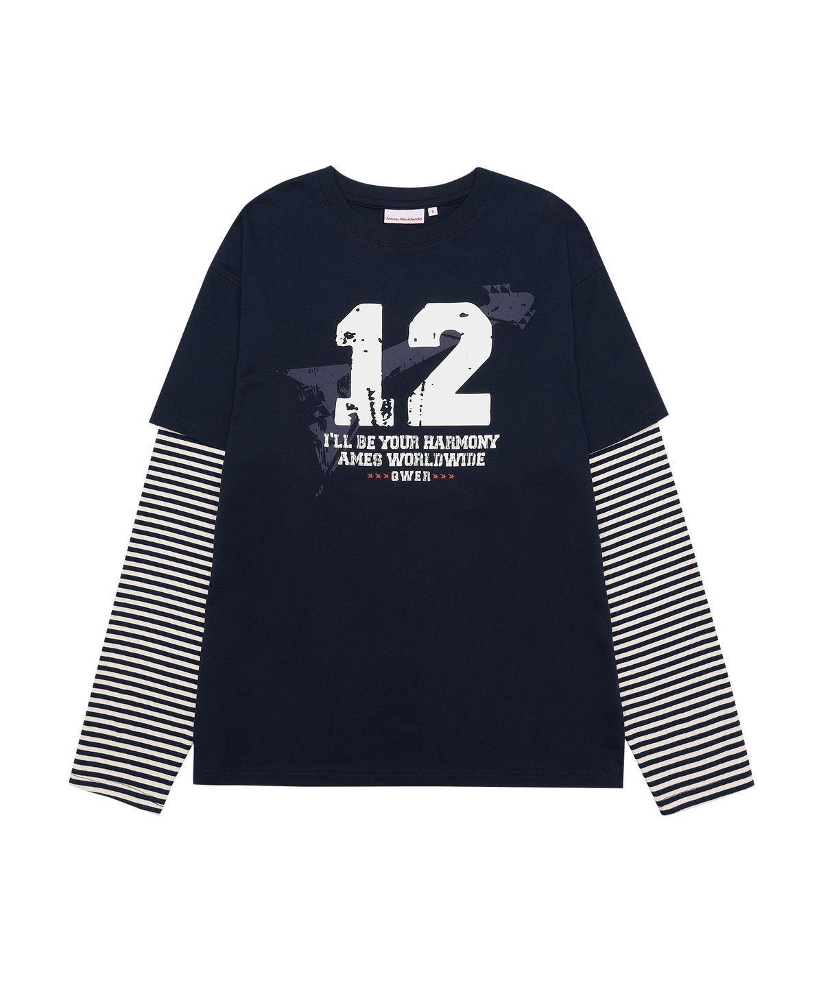 아메스 월드와이드(AMES-WORLDWIDE) QWER NUMBERING LAYERED LS TEE NAVY