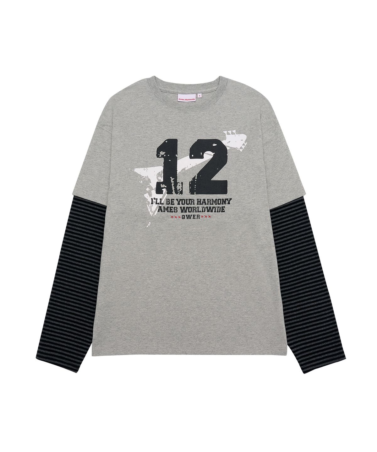 아메스 월드와이드(AMES-WORLDWIDE) QWER NUMBERING LAYERED LS TEE GREY