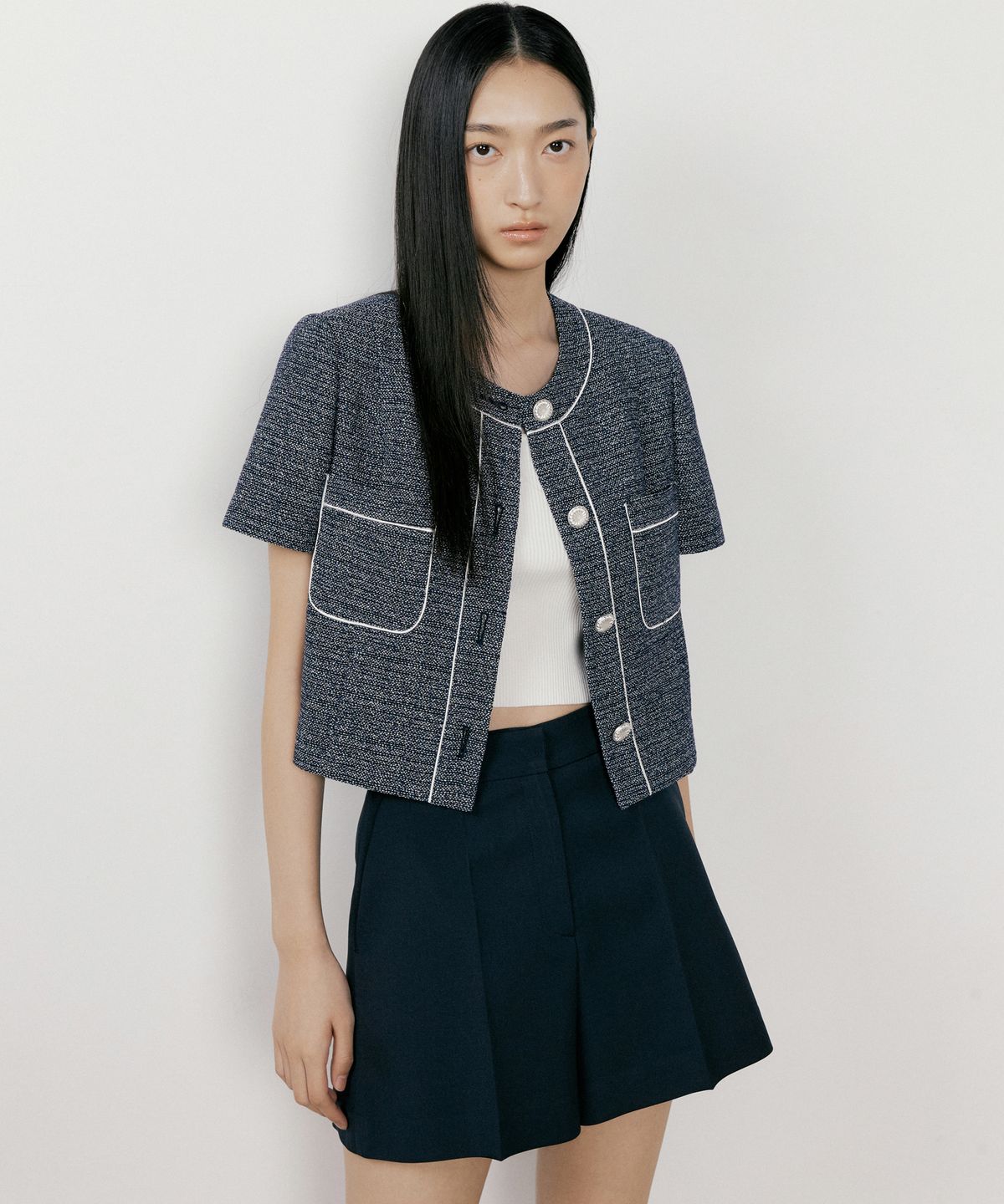 오떼뜨(OCTETTE) SUMMER LINE TWEED JK_2COLOR