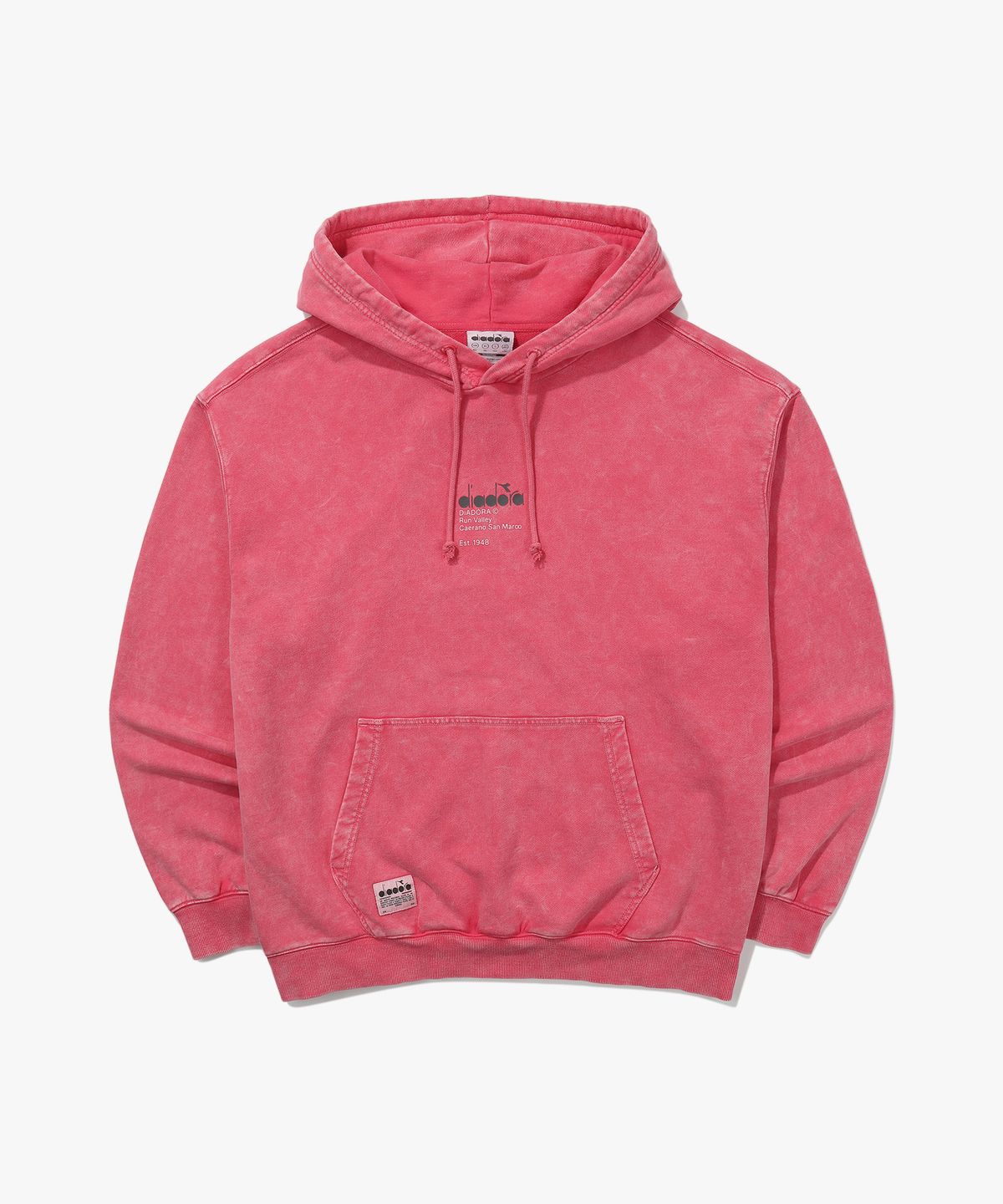 디아도라(diadora) 가먼트워싱 후드티셔츠 PINK