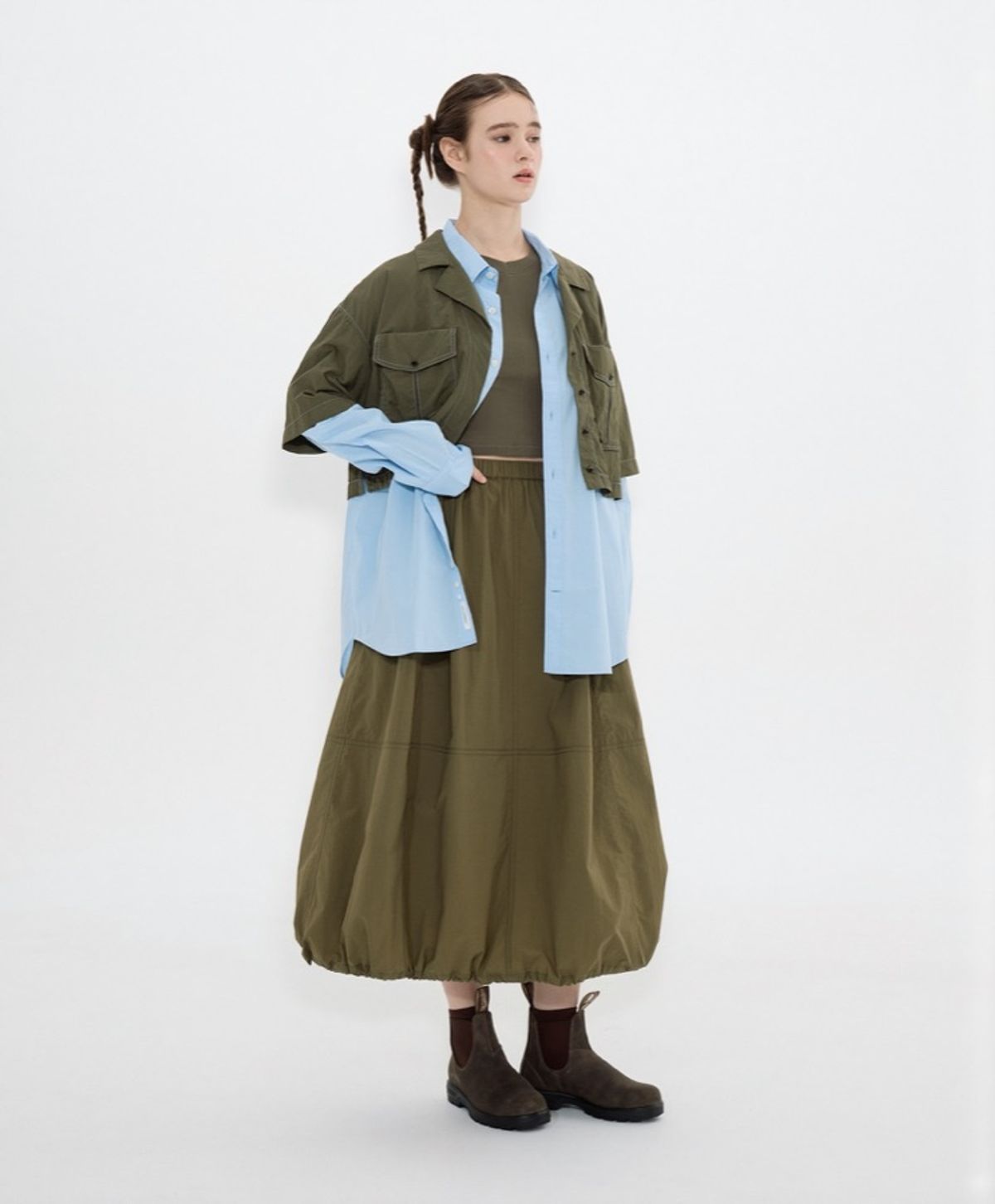 누크피터(NUUKFITTER) 838 BALLOON LONG SKIRT_WOMEN [KHAKI]