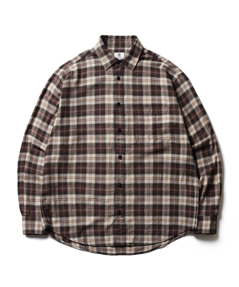 ONE POCKET PLAID SHIRT (BROWN)