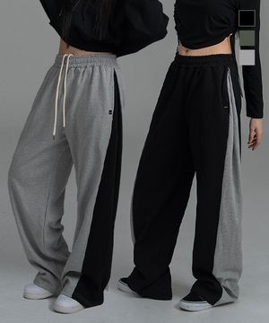 P2403 우먼 와이드 배색 트랙팬츠 [3color]