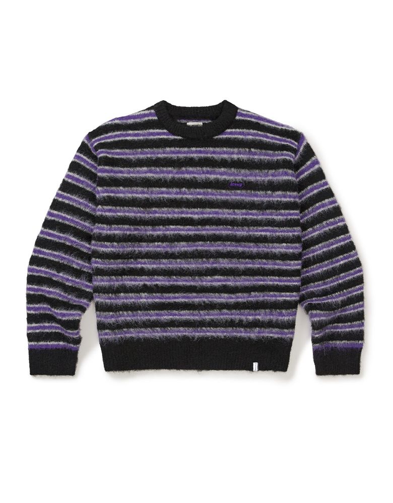 [Mmlg] HAIRLY STRIPE KNIT (PURPLE)