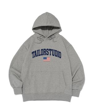 플래그 로고 후드티셔츠 (그레이)