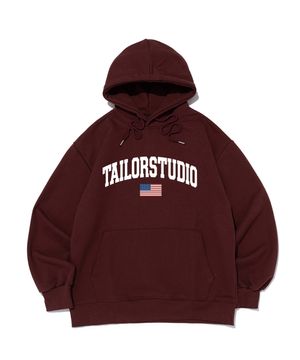 플래그 로고 후드티셔츠 (와인)