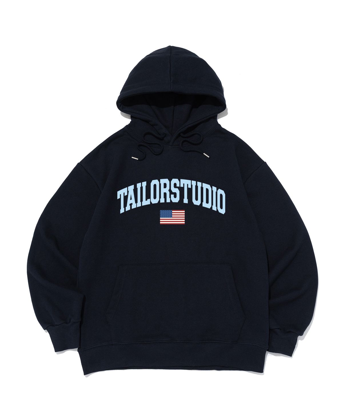 테일러 스튜디오(TAILOR STUDIO) [기모/NO기모] 플래그 로고 후드티셔츠 (네이비)