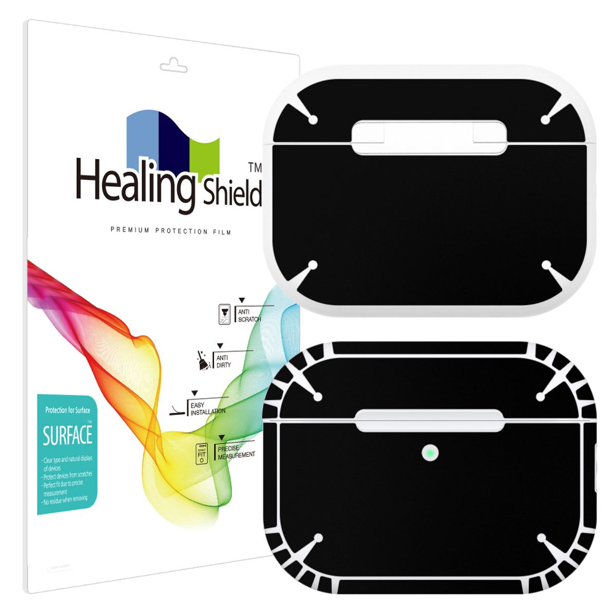 힐링쉴드(HEALINGSHIELD) 에어팟 프로 3세대 블랙 외부보호필름 2세트