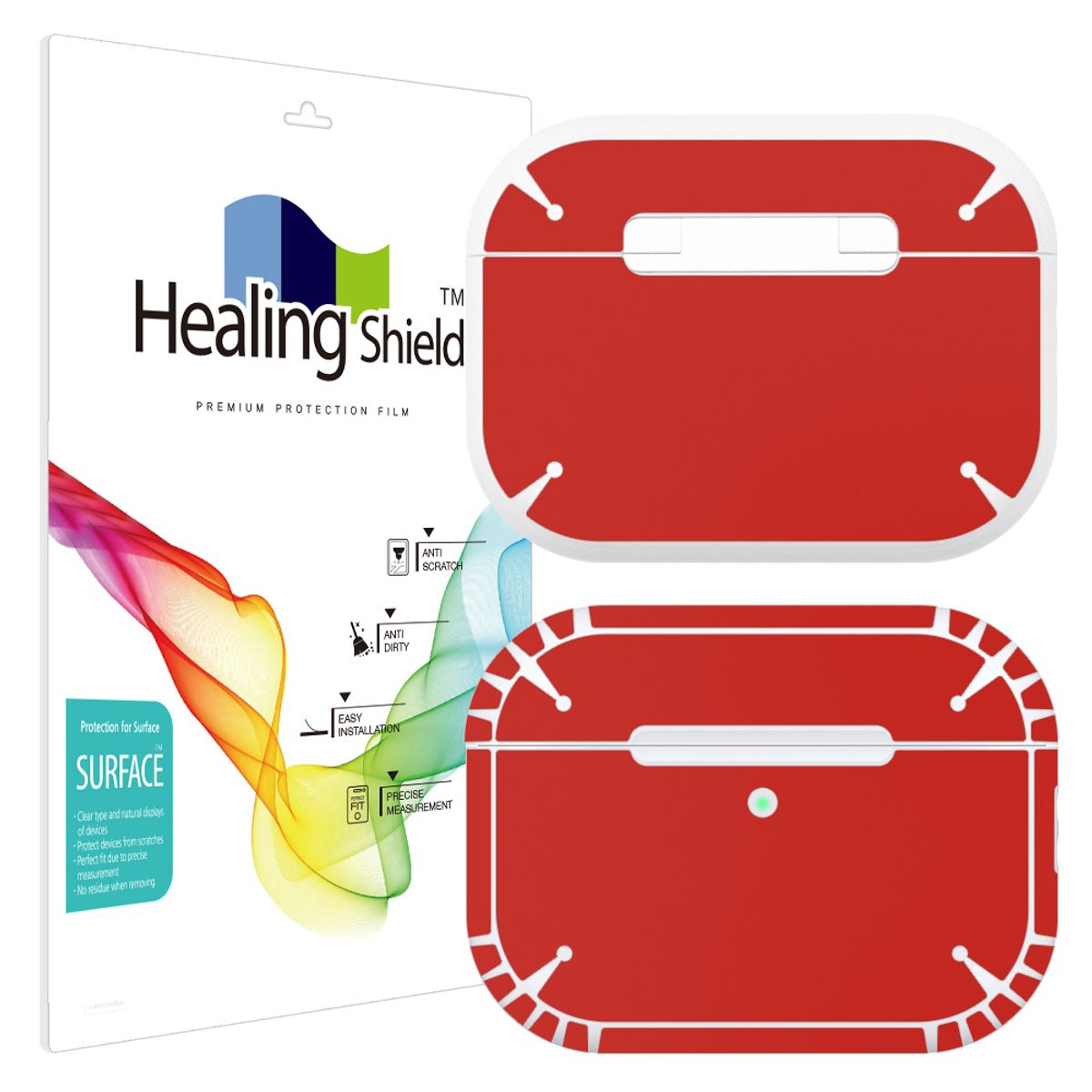힐링쉴드(HEALINGSHIELD) 에어팟 프로 3세대 레드 외부보호필름 2세트