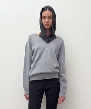 V NECK CASHMERE KNIT (grey)