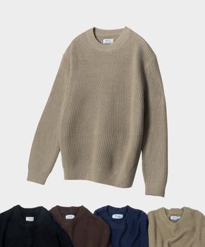 M1074 크루넥 오버핏 하찌 니트(4COLORS)