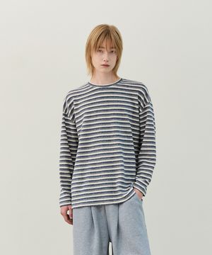 M1078 니트지 라운드 단가라 티셔츠(2COLORS)