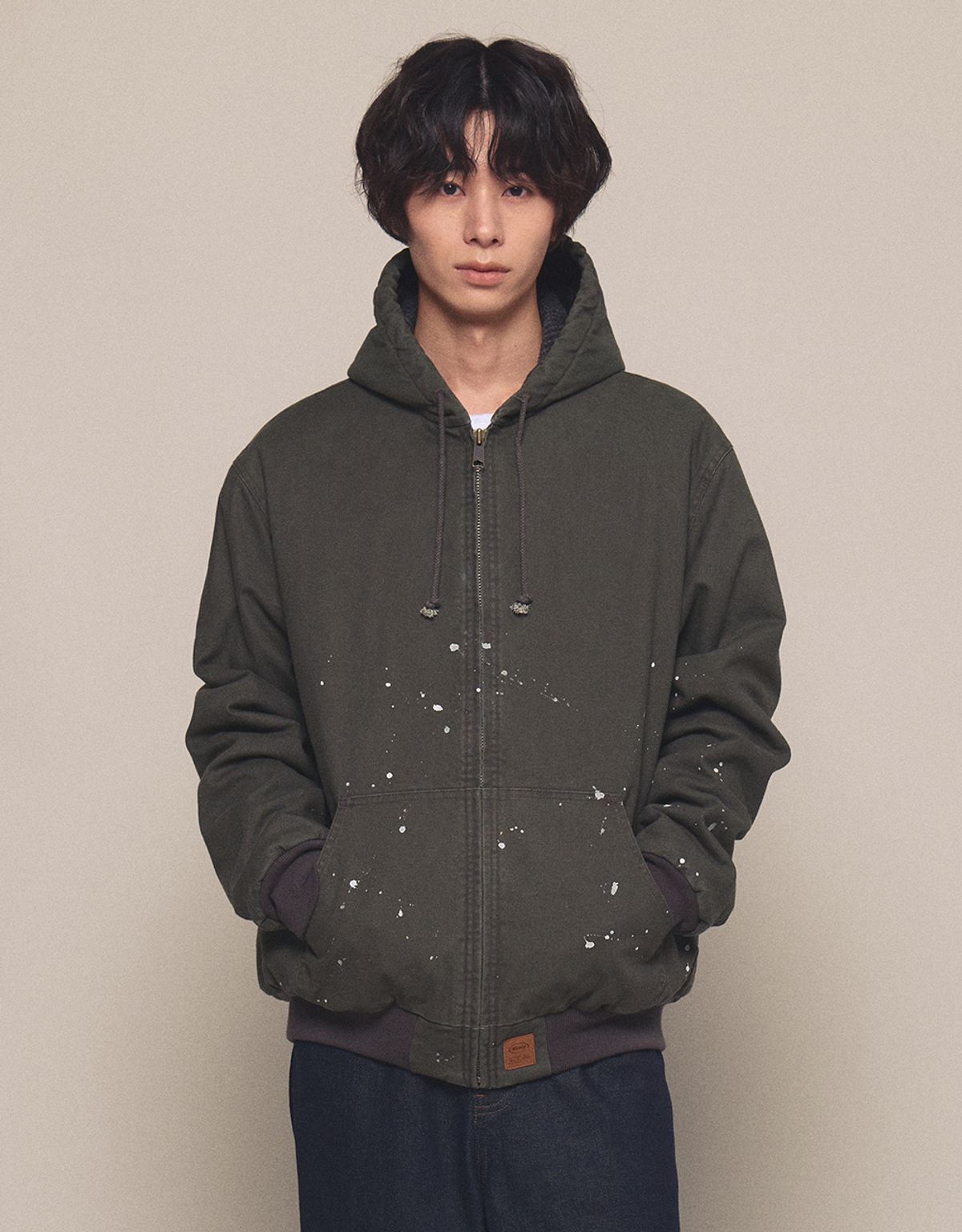 엠엠엘지(MMLG) [Mmlg] WASHED WORKERS HOODIE JACKET (KHAKI)